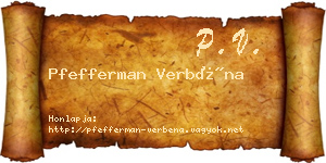 Pfefferman Verbéna névjegykártya